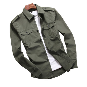 Cotton military shirt with Epaulettes