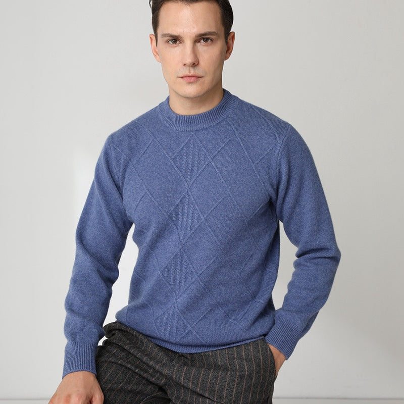 Round Neck Cashmere Rhombus Sweater