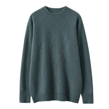 Round Neck Cashmere Rhombus Sweater