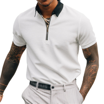 Zipper White Polo Shirt