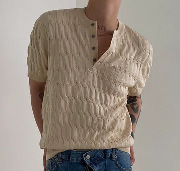 Hemp Pattern Knitted Shirt